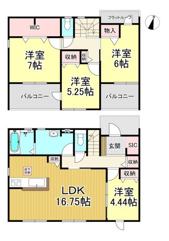 知多郡武豊町大字冨貴字新薄里　全4棟　2号棟の間取り|2号棟　4LDK+WIC+SIC♪