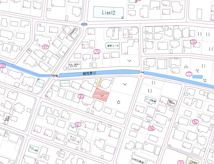都城市一万城町の売地の土地図