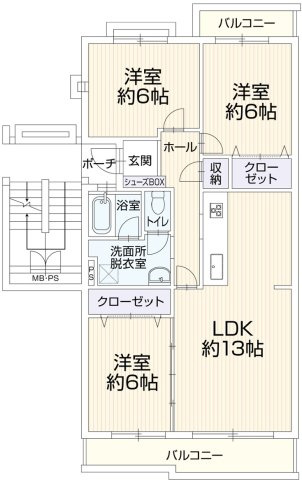 十郎川サンハイツ15号棟の間取り|家族構成やライフスタイルに合わせやすい、魅力的な間取り☆