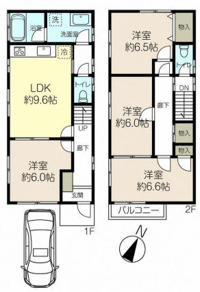 神戸市灘区六甲台町　中古戸建の間取り