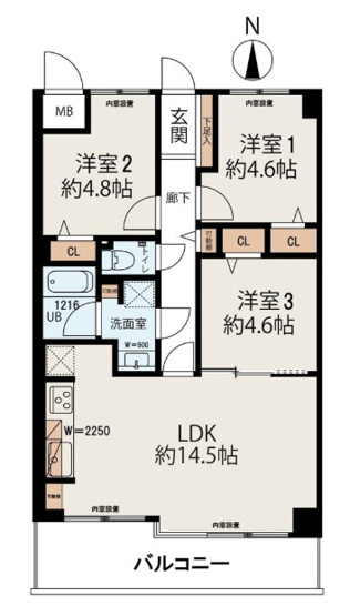 【間取り】 | ロイヤル東住吉 | デザイナー監修、室内水廻り設備一新！フルリノベーション済み☆食洗機・浴室乾燥機完備☆全ての窓に内窓設置で気密断熱・防音・防犯効果UP♪南向き☆全居室エアコン設置可能です♪