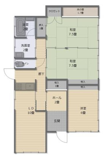 【中古戸建】桐生市広沢町5丁目の間取り|■間取り図｜敷地面積：294.98㎡（約89.23坪）建物面積：75.35㎡（約22.79坪）