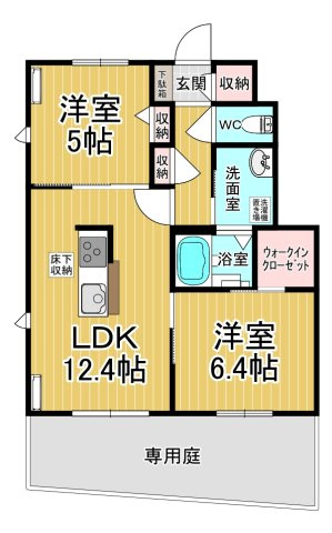 【間取り】 | ヴェルドミールⅡE | 2部屋採光☆オール洋間です♪