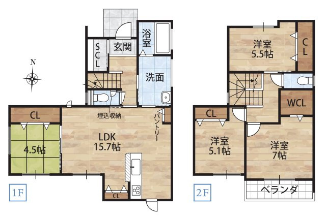 井辺Ⅷ・新築戸建の間取り