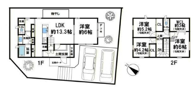 神戸市灘区桜ヶ丘町　中古戸建の間取り