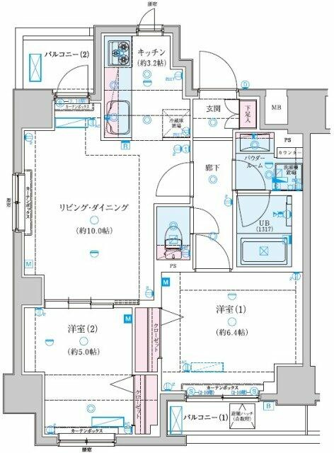 横浜市神奈川区子安通２丁目の賃貸マンションの間取り