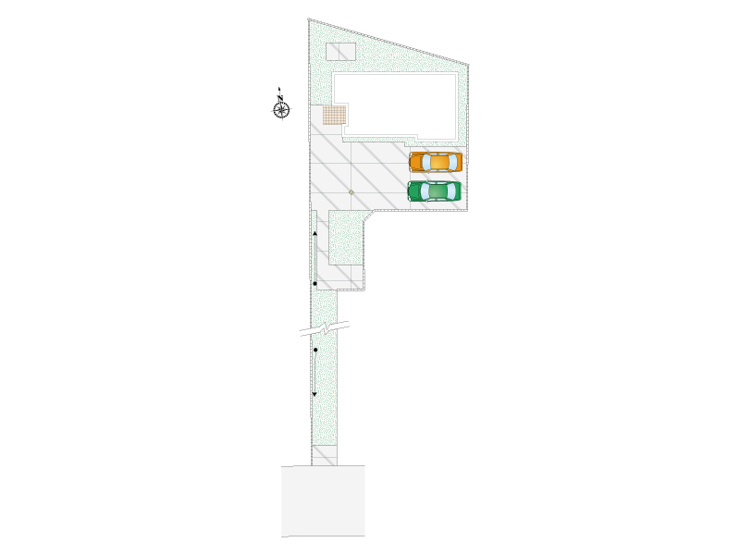 藤井上組（全3区画）1号棟 区画図：車の駐車以外にも使える広々スペース。プランターでお花を育てたり、家庭用プールを広げてお子様と楽しむのも良いですね。