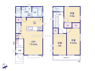 【間取り】 | 昭島市朝日町4丁目　新築戸建　【全2棟】
