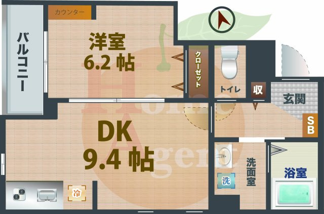 【間取り】 | グリーニエ西新宿 | 1DKのお部屋です。