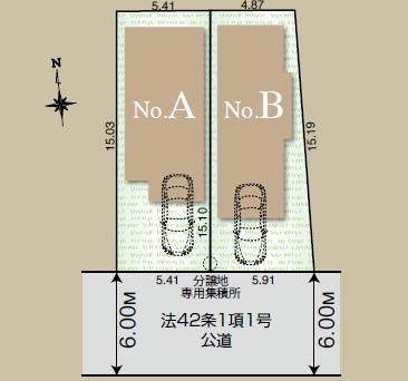 【区画図】 | 練馬区関町北４丁目　新築戸建て　A号棟 | A号棟：武蔵関駅徒歩8分、利便性も良好の立地になります