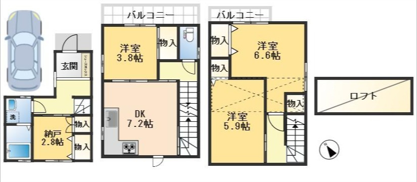 吹田市片山町1丁目　中古戸建の間取り