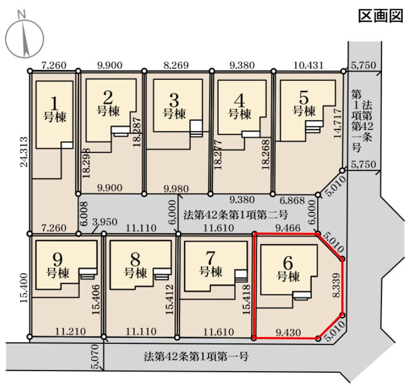 高崎市新町第８（全9棟）6号棟の区画図