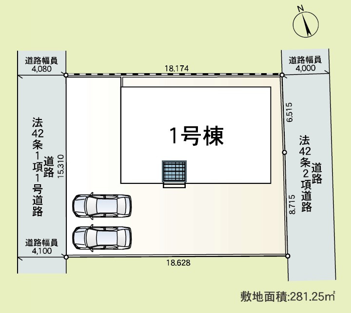 新築　太田市南ヶ丘町第3　1号棟　Cradle Gardenの区画図|全1区画の物件です。土地約85坪。
