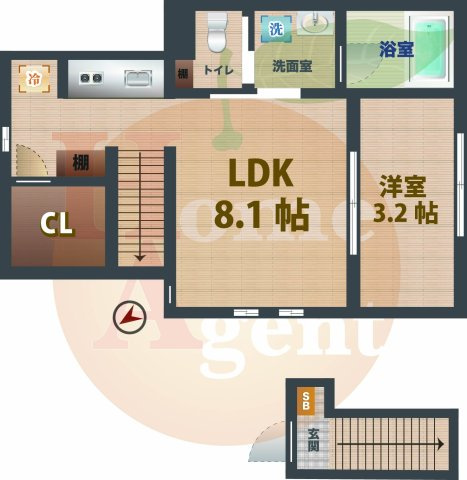 【間取り】 | WoodCrest沼袋Terrace | 1LDKのお部屋です。