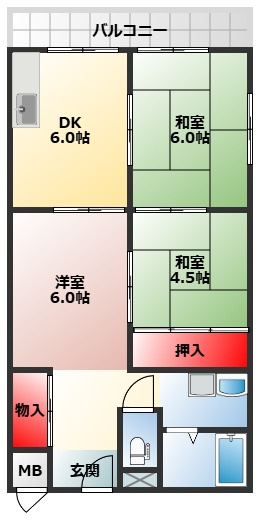 【間取り】 | メロディーコーポ岸和田