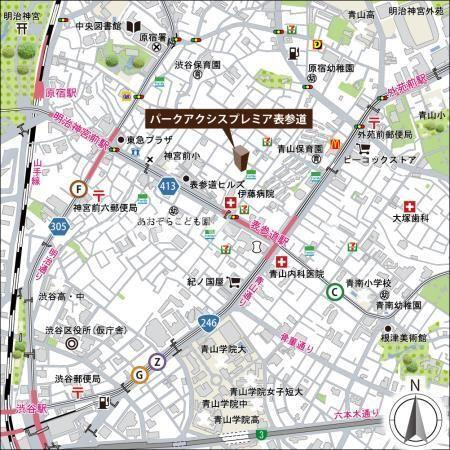 【地図】パークアクシスプレミア表参道 