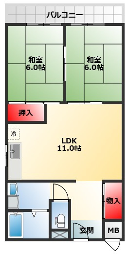 【間取り】 | メロディーコーポ岸和田
