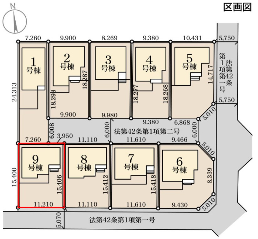 高崎市新町第８（全9棟）9号棟の区画図