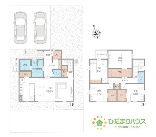 【間取り】 | 筑西市二木成　新築戸建　3号棟 | 2階3か所にW.I.C完備！
（3号棟）