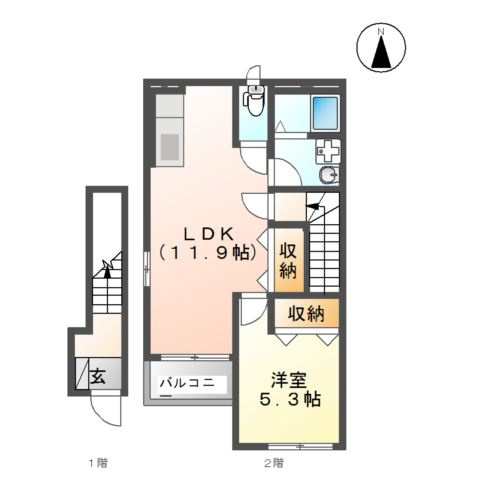 合志市須屋のアパートの間取り