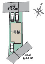 両面道路で風通し良好の区画図|カースペース3台分