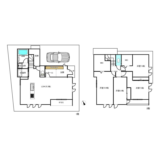 世田谷区北沢１丁目の売地の土地図|延床約140㎡の2階建4LDK