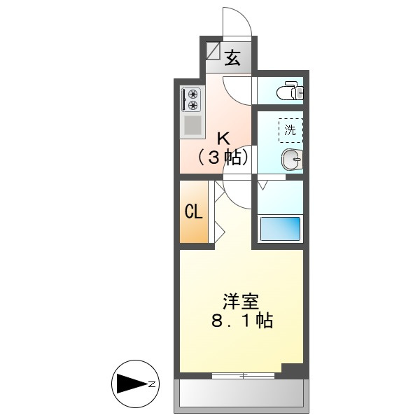 倉敷市稲荷町の賃貸マンションの間取り