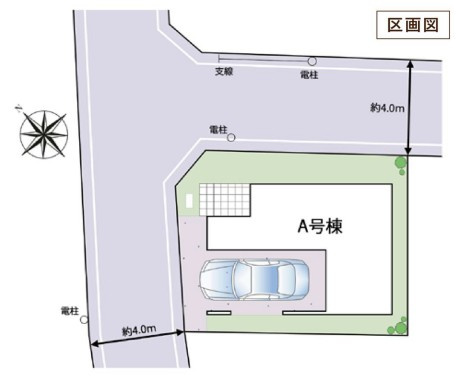 【仲介手数料無料】ふじみ野市大原２丁目の区画図|北東角地で解放感が抜群です！！