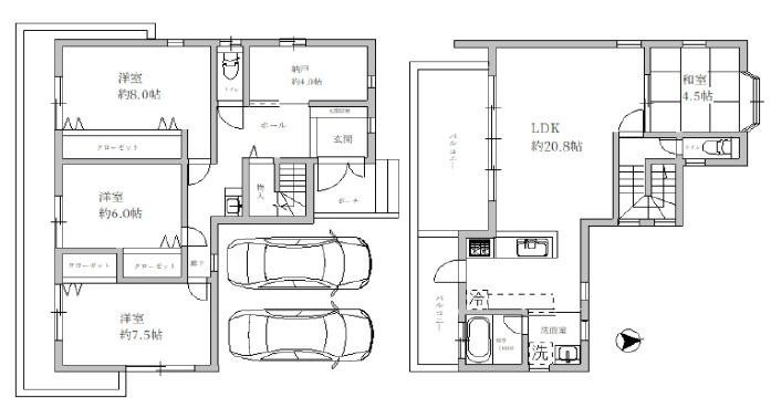 神戸市灘区土山町　中古戸建の間取り