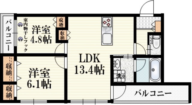 ＥＵＧＥＮＥ　ＣＯＵＲＴの間取り|★角部屋★２面バルコニー★