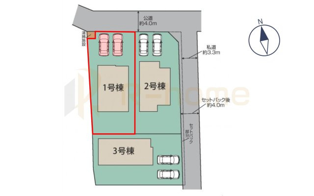 水戸市赤塚1丁目2期　新築戸建て　1号棟の区画図|大きなお買い物だからこそ、メリット・デメリットを伝えさせて頂きます。
R-homeにお任せください♪