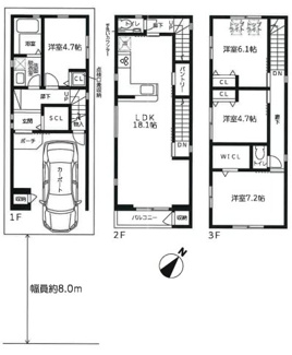 【間取り】 | 須磨区大黒町1丁目　新築戸建 | ハイルーフ車駐車可能♪