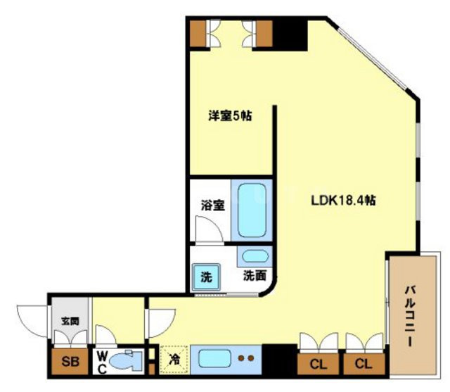 靱公園プライマリーワンの間取り|靱公園プライマリーワン　開放感のある間取り