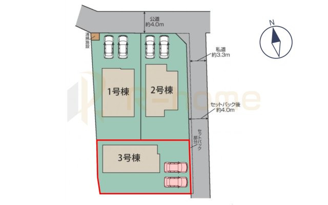 水戸市赤塚1丁目2期　新築戸建て　3号棟の区画図|大きなお買い物だからこそ、メリット・デメリットを伝えさせて頂きます。
R-homeにお任せください♪