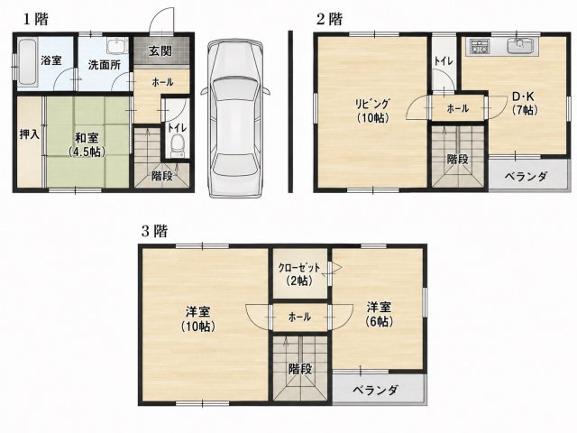 【間取り】 | 上田辺町貸家