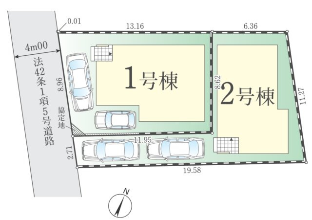東村山市青葉町　新築2棟の区画図