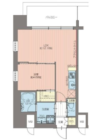 大阪市北区本庄東３丁目の賃貸マンションの間取り