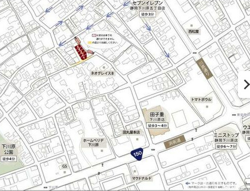 売新築戸建　静岡市駿河区下川原５丁目　の地図