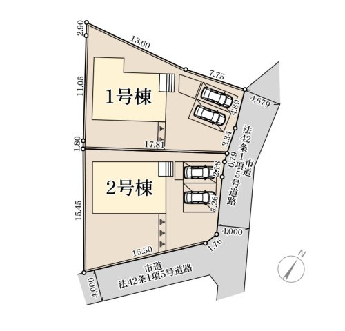 福津市福間南5丁目第19-2棟（2号棟）の区画図|配置図（2号棟）