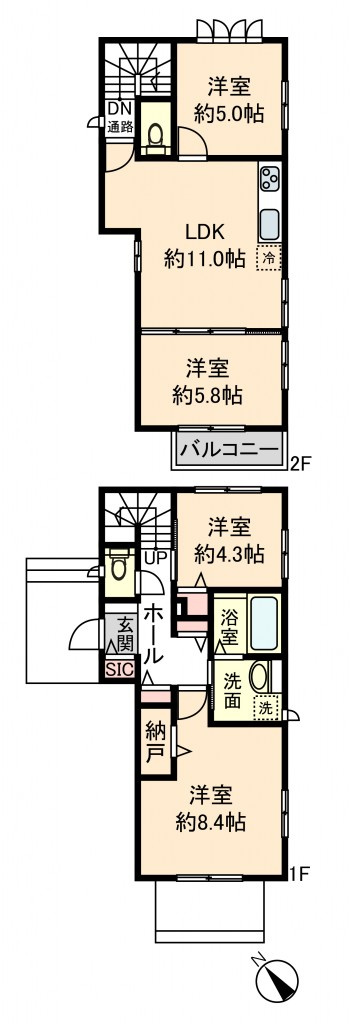 高石市加茂戸建て借屋の間取り
