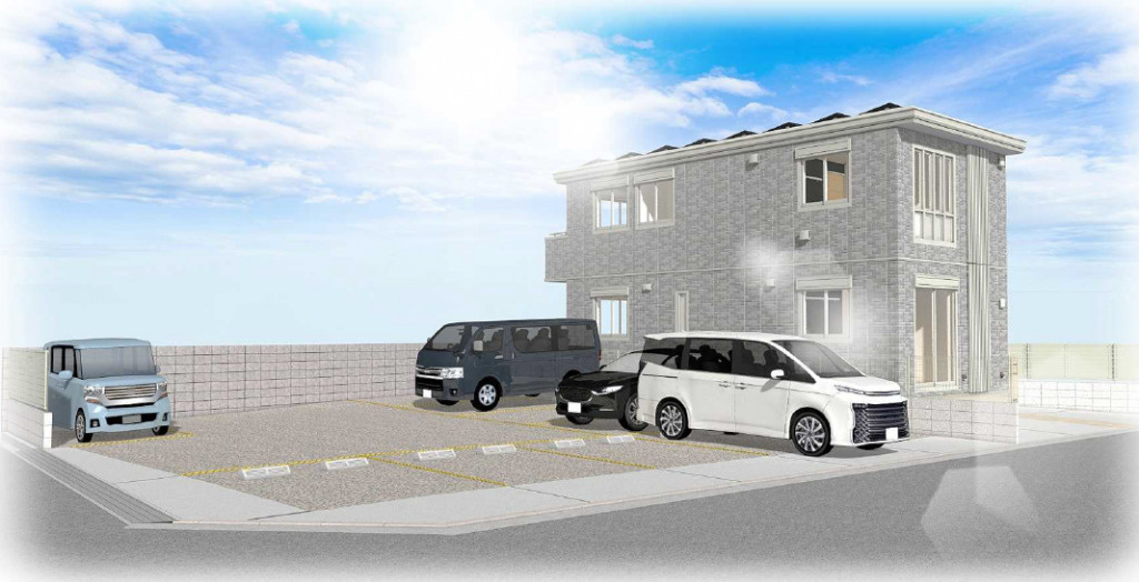 高石市加茂戸建て借屋の外観パース