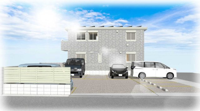 高石市加茂戸建て借屋の外観パース