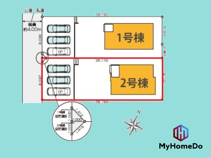 守山区小幡北　2期の区画図|駐車スペースを3台分確保、来客時にも便利です