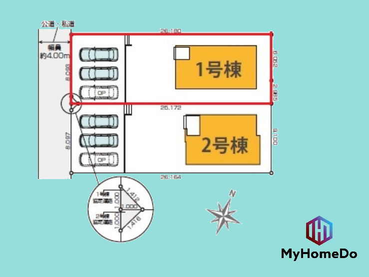 守山区小幡北　2期の区画図|駐車スペースを3台分確保、来客時にも便利です
