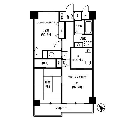 西宮市甲東園１丁目の賃貸マンションの間取り