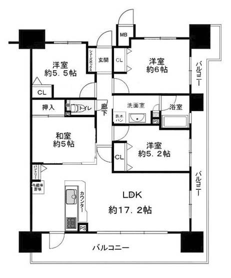 【間取り】 | パデシオン京都大久保ザ・グランドレジデンス | 専有面積83.12㎡