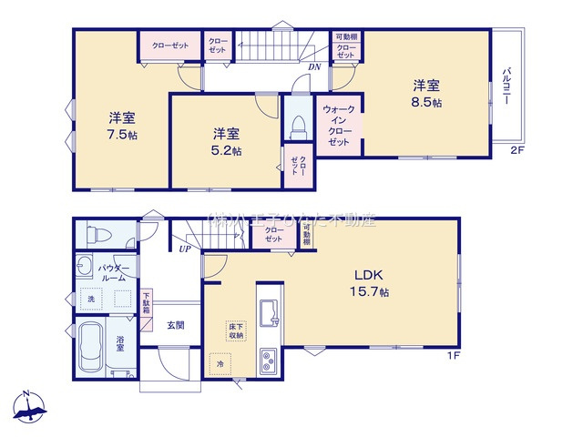 『八王子市新築戸建て』八王子市川口町3287-5【仲介手数料無料】　２４−６期の間取り|～仲介手数料無料☆八王子ひなた不動産～八王子市川口町　新築戸建て