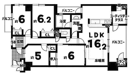 【間取り】 | ユニ・アルス洛西プレジオ | 専有面積93.41㎡