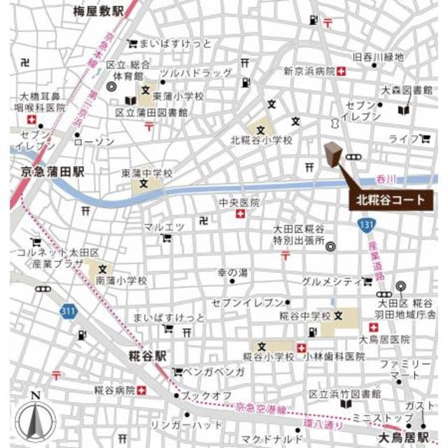北糀谷コートの地図