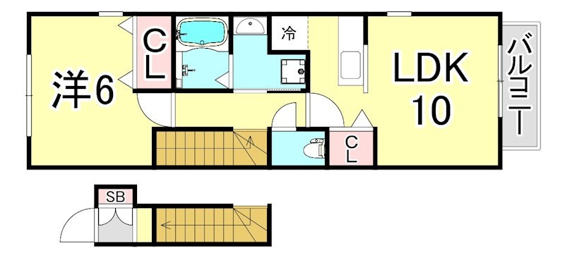 西宮市樋ノ口町２丁目のアパートの間取り